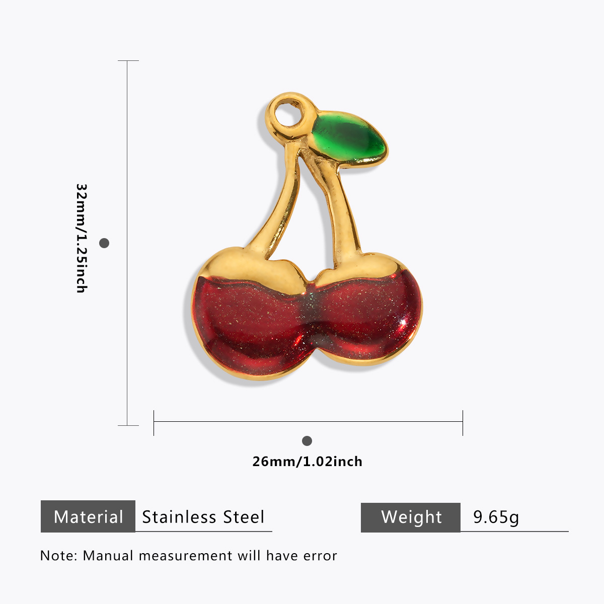 125g Weight Pendant Jewelry Making Type 11 * 15mm, 16*18.5mm, 6*20.5mm Jewelry Making Size Zircon Inlay Material DIY Jewelry Accessories Classification 1 Piece Quantity 304 Stainless Steel Material Rainbow, Cherry, Strawberry, Snails, chili Pattern All Seasons Season Polished Finish Enamel, Inlay Design Sweet Style 1 Piece 11 * 15mm 16*18.5mm 6*20.5mm 304 Stainless Steel Zircon Rainbow Cherry Strawberry Polished Pendant DIY Jewelry Accessories 23
