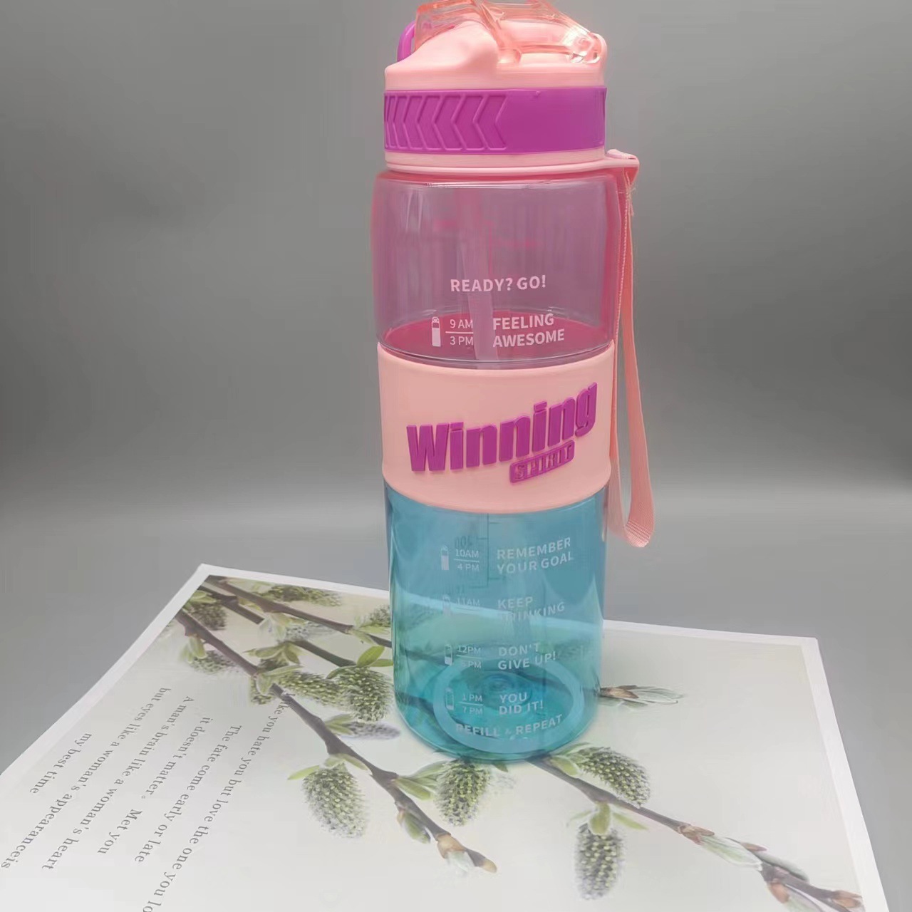Botella deportiva de gran capacidad – Resistente al calor – Con pajilla para estudiantes y gimnasio