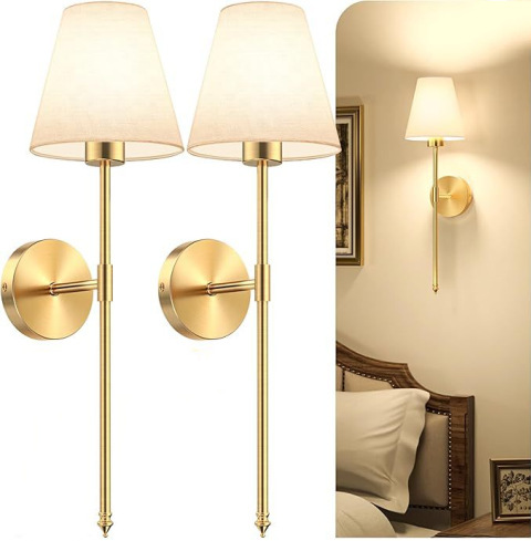 Luz de pared sin cableado transfronteriza americana dormitorio cabecera de cama luz de atmósfera decoración de sala de estar cubierta de lienzo recargable lámpara de pared atenuable