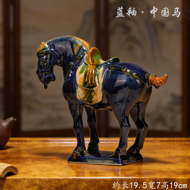Tang tres coloridos caballos cerámicos decoraciones del año del caballo seis caballos Museo de caballos chinos artesanías decoraciones de sala de estar
