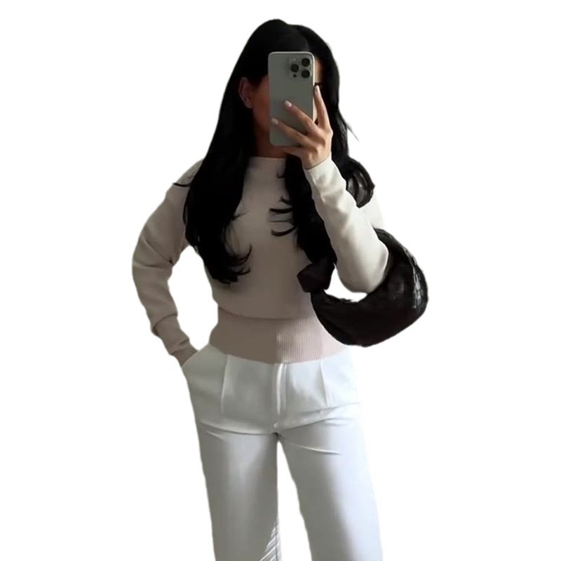 2024 otoño nuevo estilo europeo y americano amazon cross-border ropa de mujer color sólido cuello en v hebilla única cintura de punto cardigan superior