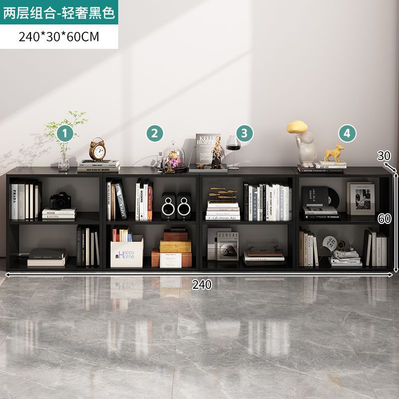 Bookshelf Rack Floor-Standing Home Bookcase Light Luxury Multi-Layer Storage Cabinet Shelf Living Room Wall Storage Storage Cabinet