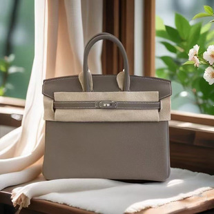 Purely Handmade Wax Thread Sewn Platinum Bag Imported Leather Pebbled Togo Calfskin Handbag Genuine Leather Women's Bag Casual