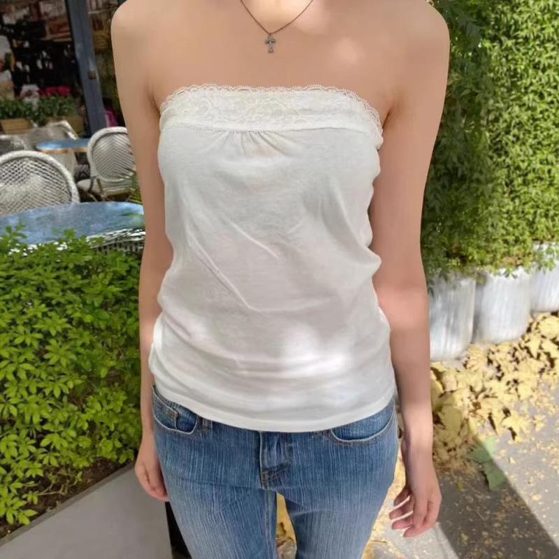 Bm Style White Lace Tube Top for Women, Slim Fit, Pure and Sexy Inner Wear Top Arabella Tank