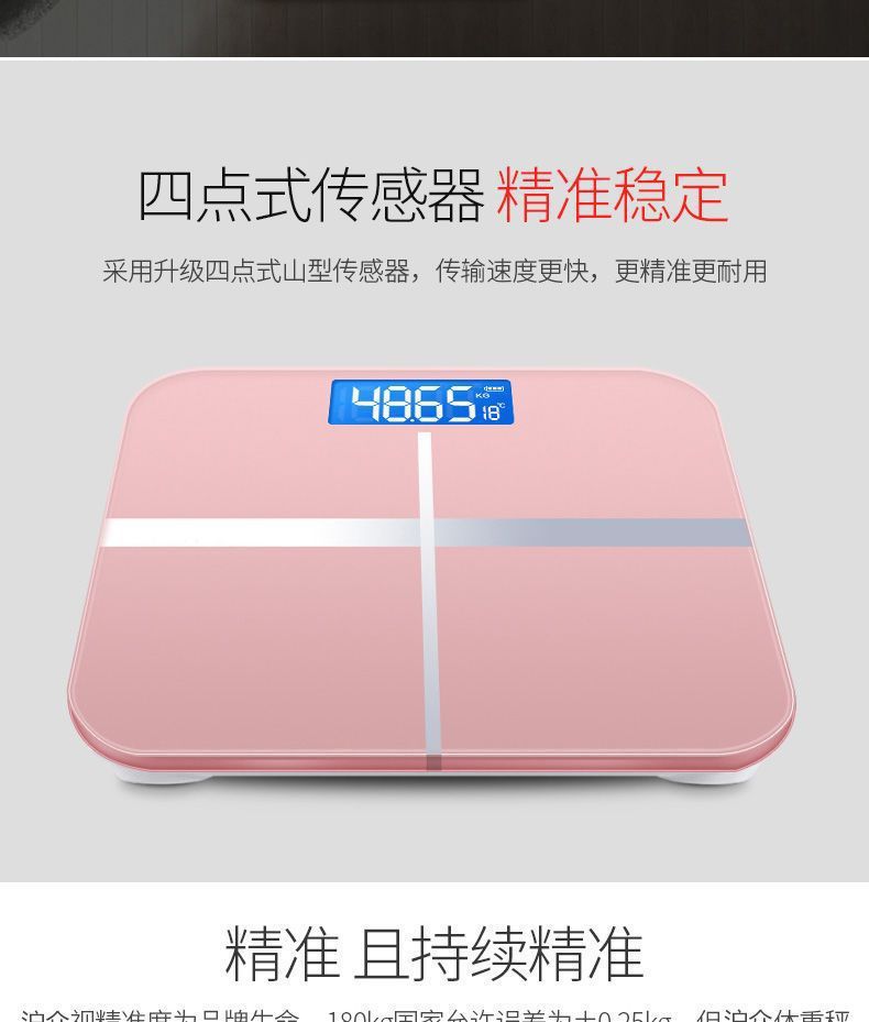 Rechargeable Electronic Body Scale Home Portable* Rose Gold Rechargeable Model 1