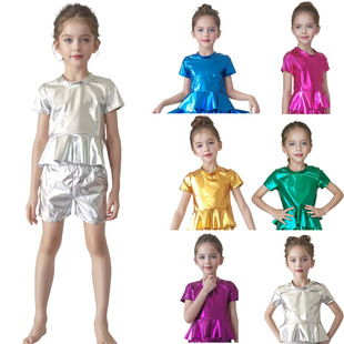 Factory Direct Sales Kidsren's Men's and Women's Adult Performance Clothing Glossy Short-Sleeved T-Shirt Regular Style Choir Elastic Pure Color