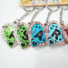 Keychain, acrylic pendant heart-shaped with letters heart shaped with zipper, wholesale