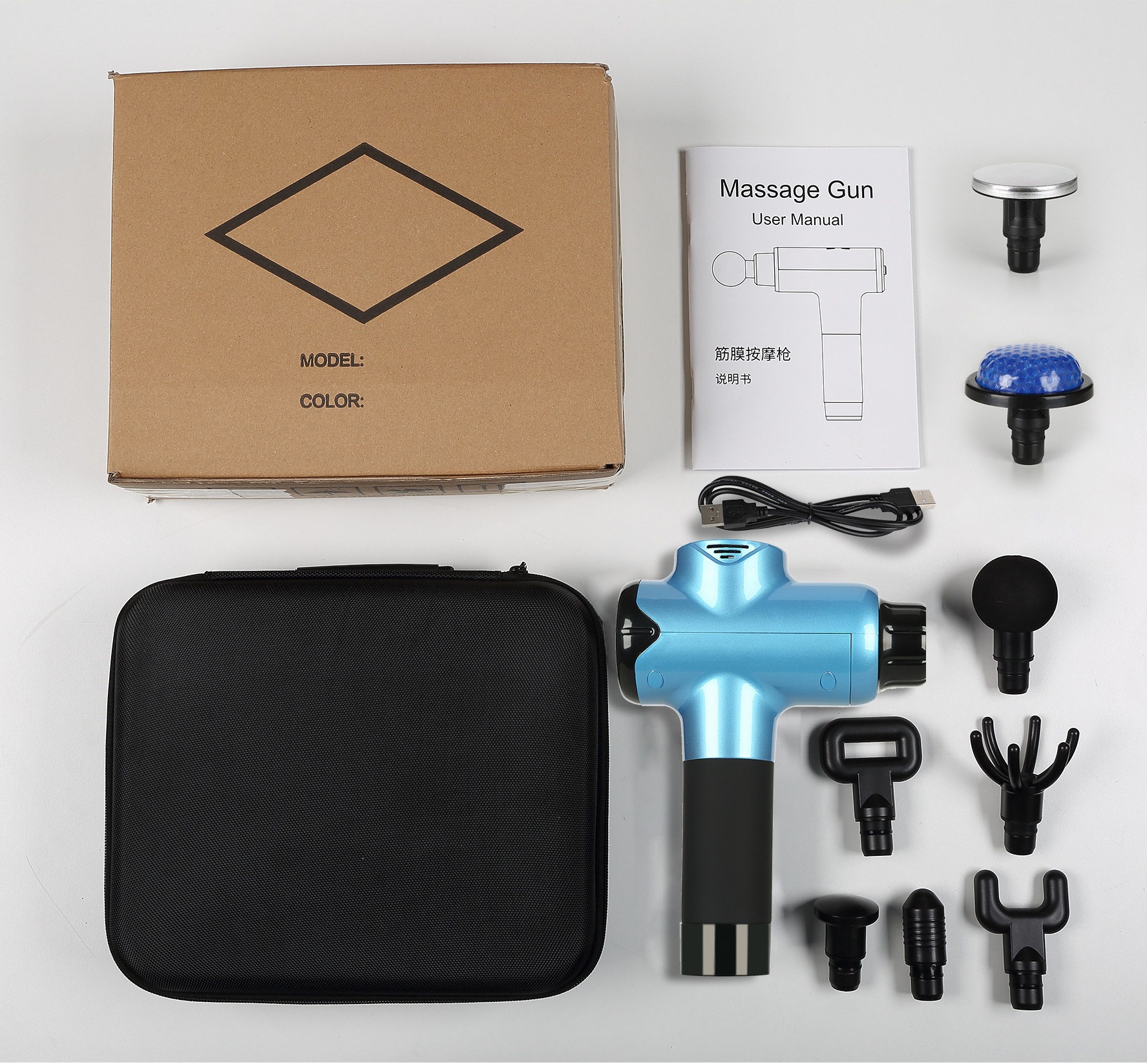 加热按摩枪按摩头可调节式温控肌肉按摩器深圳源头工厂