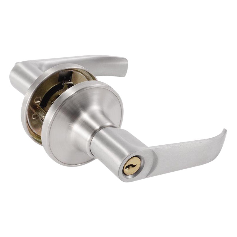 Cerradura de puerta con manija de tres barras, cerradura de puerta de aleación de aluminio, cerradura de puerta de acero plástico, cerradura de manija negra mate para baño, cerradura mecánica al por mayor.