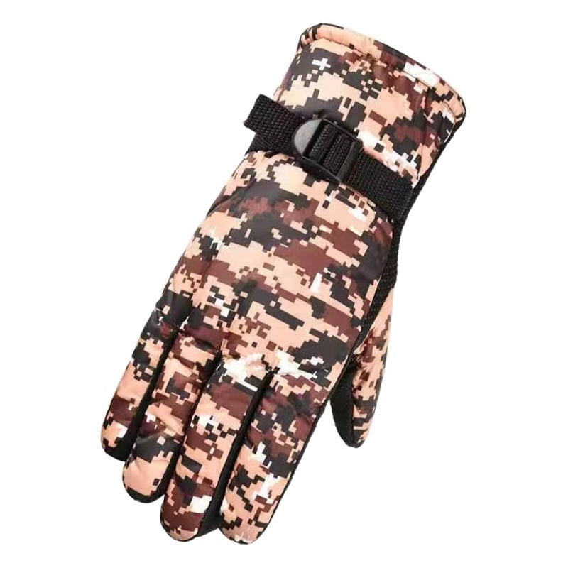 Guantes de camuflaje otoño e invierno con forro polar cálido a prueba de viento impermeable antideslizante conducción deportiva guantes al aire libre