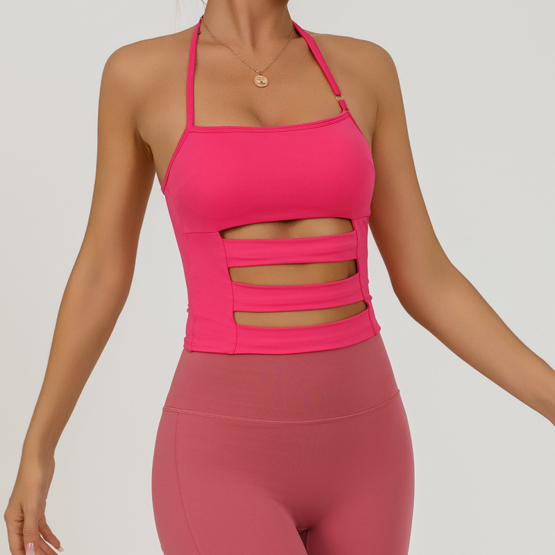 Europa y América deportes transfronterizos chaleco de yoga para mujeres con cojín de pecho correa ajustable entrenamiento de acondicionamiento físico chaqueta de eslingas