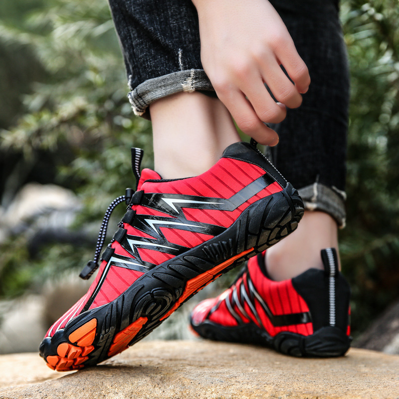 Men's and women's minimalist trail running barefoot water beach…