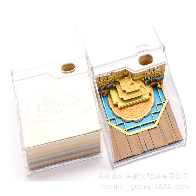 中国風中秋節創意プレゼント便付箋文創古風立体付箋広寒宮3d建築便付箋本|undefined