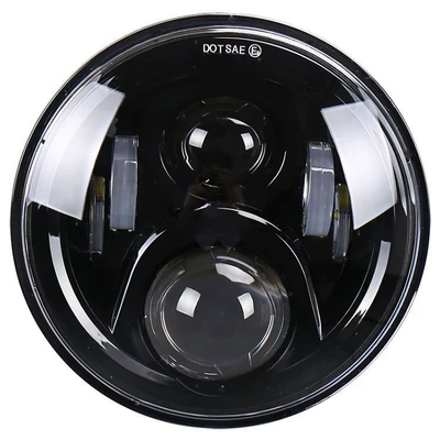 7inch Harley Wrangler Headlight 6-Bead 60W Modified Off-Road Motorcycle Led Headlight with Angel Eye White and Yellow (Ön faralar) - black-background-without-circle-1-white-light-medium-thickness-7inch-led-headlight-wrangler-harley-motorcycle-restoration-headlight