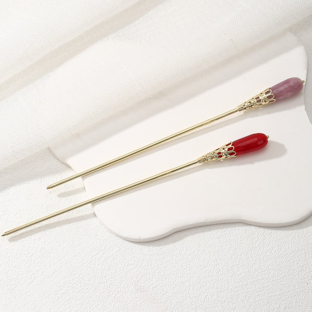 水滴玛瑙石新中式神棍发簪日常简约盘发簪子古典旗袍汉服配饰批发