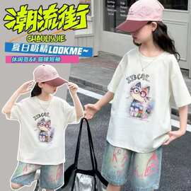 【俏妮卡】女童宝宝短袖t恤纯棉夏装新款洋气印花中大童圆领上衣