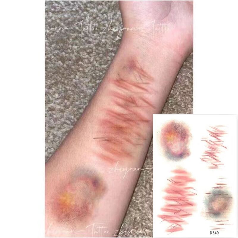 Pathological Knife Wound and Bruise Colorful Tattoo Stickers, Natural Spoof Fake Wound Arm and Face Stickers