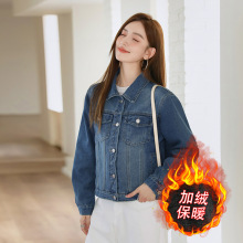 实拍加绒加厚秋冬新款韩版显瘦高品质时尚休闲百搭牛仔外套