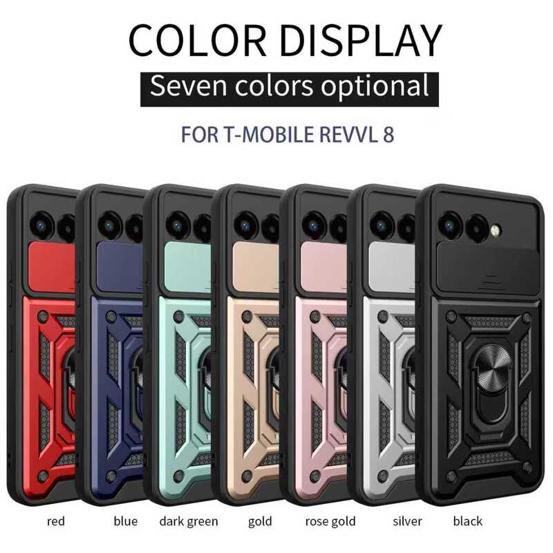 Suitable for T-Mobile Revvl 8/Revvl 7 Sliding Window Ring Stand Two-In-One Anti-Drop Phone Case Suitable for T-Mobile Revvl 8/Revvl 7 Sliding Window Ring Stand Two-In-One Anti-Drop Phone Case