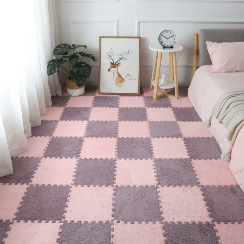 Foam Puzzle Carpet Mat, 30×30 cm Interlocking Velvet Tiles for Bedroom, Soft Crawling Pad