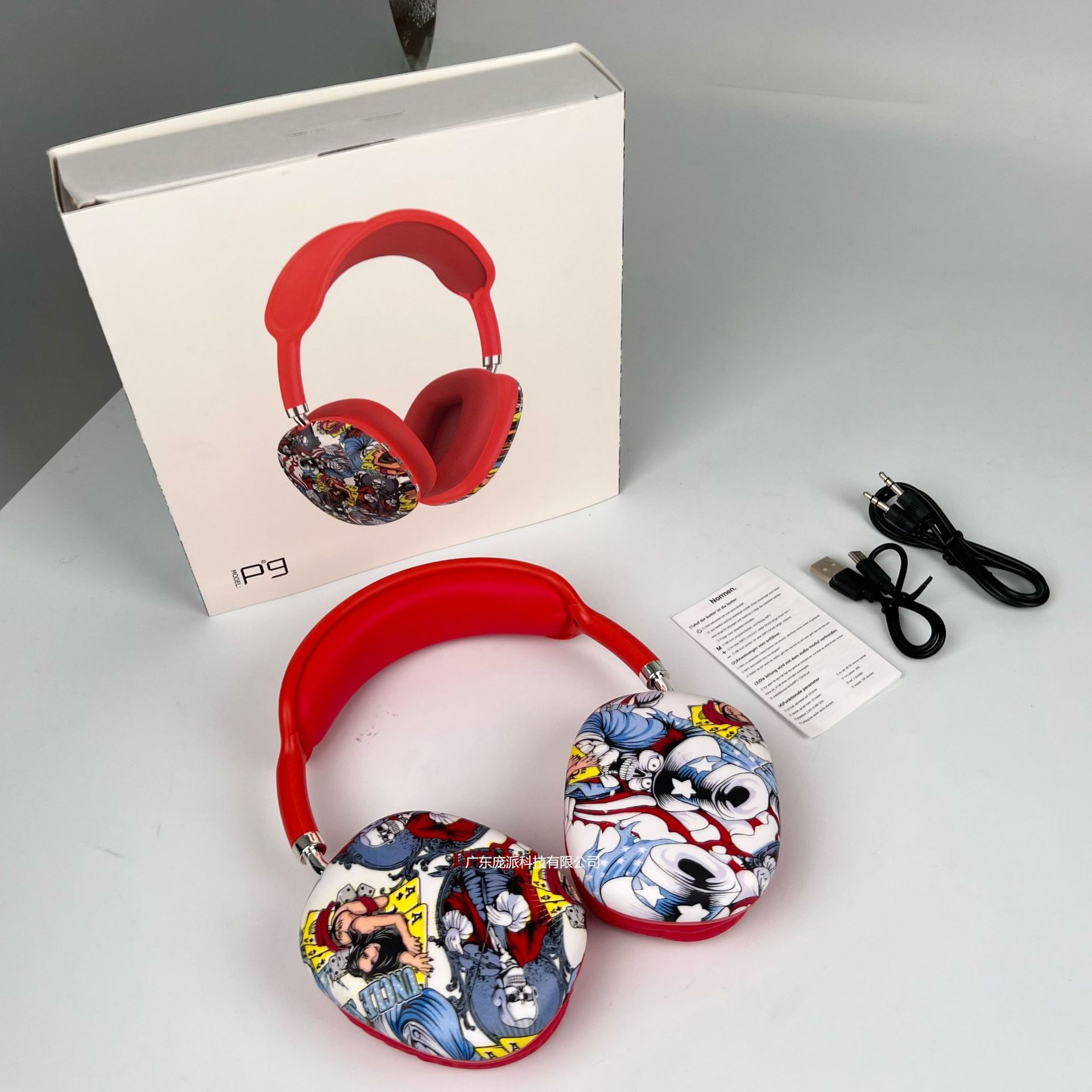 Transfronterizo P9 auriculares Bluetooth pintados, música inalámbrica, alta calidad de sonido, fabricación de auriculares privados
