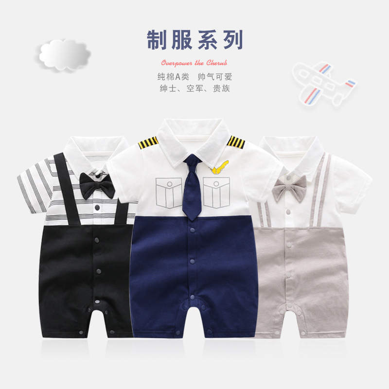 Children's Clothing 2021 New Style Baby's jumpsuit Pure Cotton Thin Short-sleeved Summer Baby's Harper Baby's Clothes Climbing Clothes