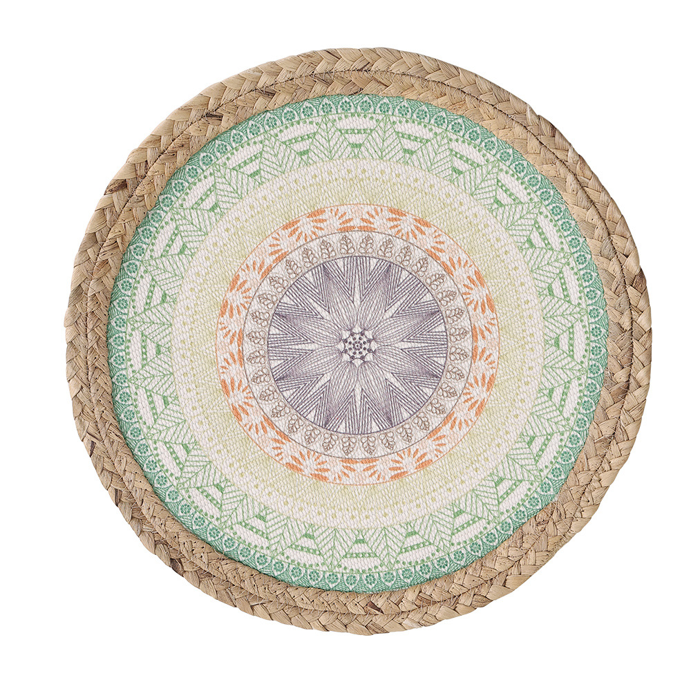 Otoño nuevo colorido impreso ronda Western placemat algodón hilo tejido agua hierba costura luz lujo al aire libre ronda placemat