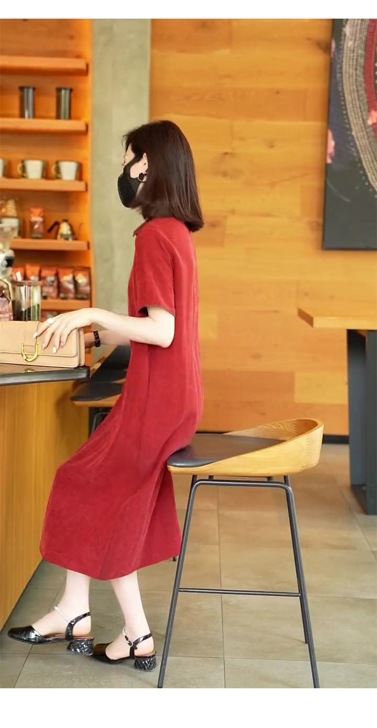 Sườn xám cách tân mùa hè FL231556 – Váy liền đỏ khí chất trẻ trung — Màu đỏ chi tiết 7
