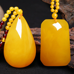 Beeswax water drop pendant square brand nothing pendant female second generation yellow amber sweater chain new long accessories brand
