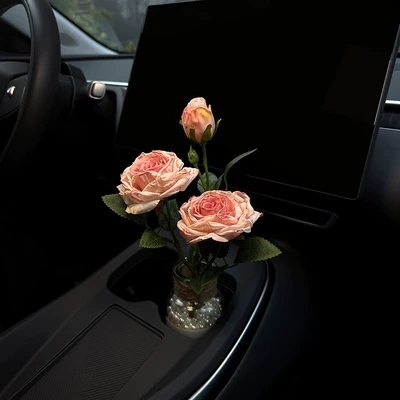 Car Ornaments, French-Style Oil Painting with Car ornaments - vase-with-pearlsfrench-burnt-edge-rose-pink-includes-perfume