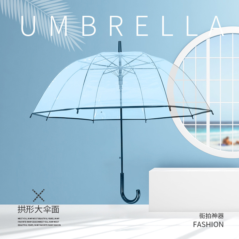 Transparent Bubble Shape Umbrella Straight Pole Plastic Automatic Transparent Umbrella Wholesale Gift Umbrella Advertising Umbrella Printed with Logo