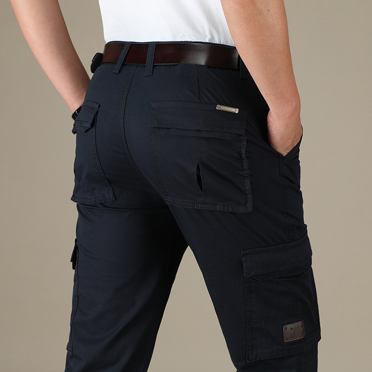 Spring and Summer new casual trousers men's straight loose workwear multi-pocket outdoor plus size mid waist versatile stretch