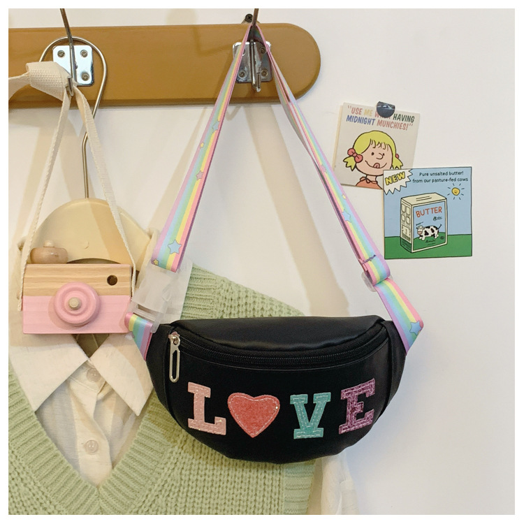 198g Weight Polyester Lining Material Sequins Fashion Element Zipper Closure Type Sling Strap Strap Type Fanny Pack Bags Type Casual, Daily Occasion Pu Leather Material Letter Pattern All Seasons Season Kid'S Gender Cute Style Dumpling Shape Shape Kid'S Pu Leather Letter Cute Sequins Dumpling Shape Zipper Fanny Pack 16