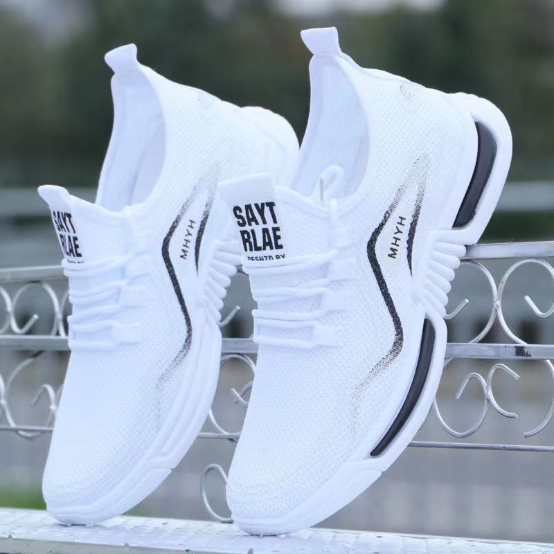 2022 Men's Summer New Sports Shoes Comfortable Breathable White Sneakers Flyknit Casual Shoes Export Shoes Hollow Design 2022 Men's Summer New Sports Shoes Comfortable Breathable White Sneakers Flyknit Casual Shoes Export Shoes Hollow Design