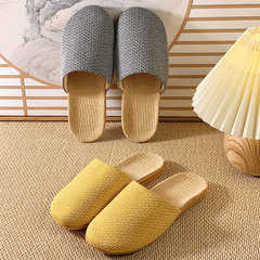 布芸包頭亜麻スリッパ室内家庭用カップルサンダル女性夏厚い底綿麻スリッパ夏家庭用