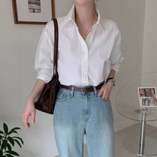 法式白色衬衫女外穿2025春秋季新款港风纯棉宽松气质休闲长袖衬衣