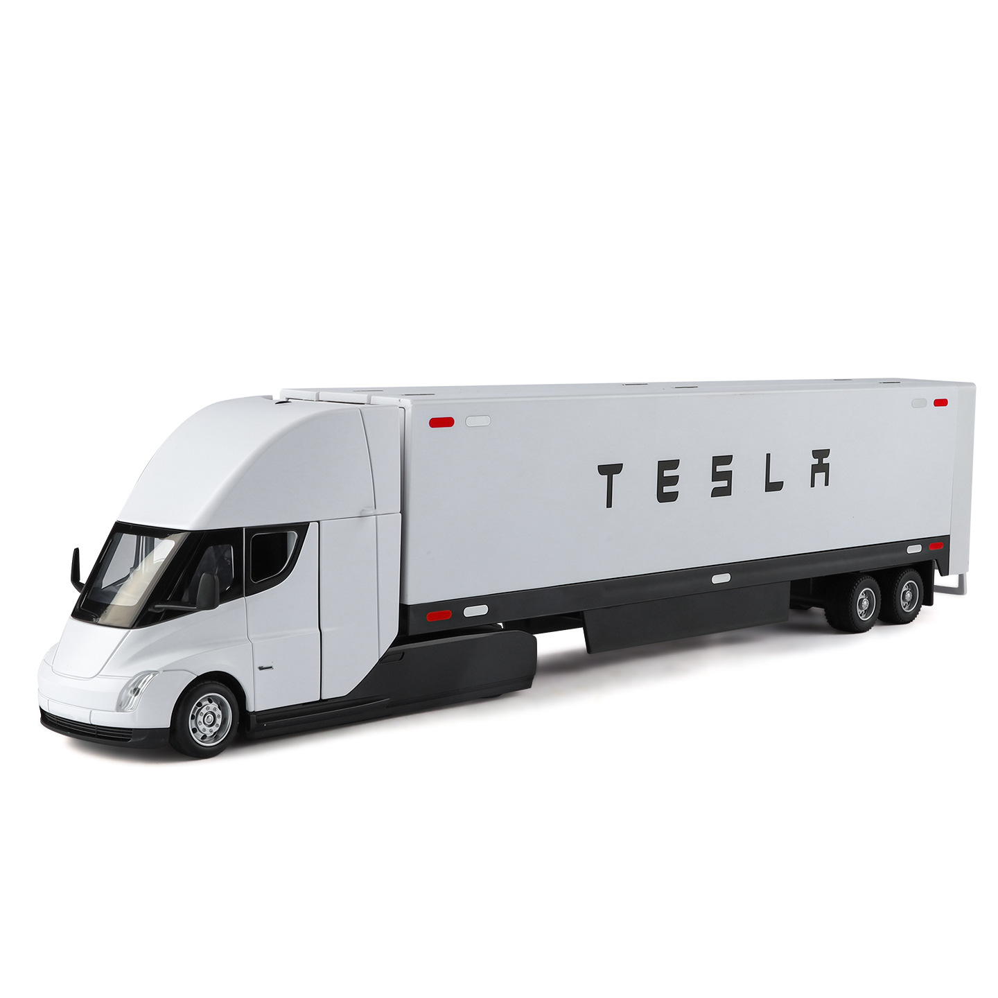 1:32 Extra Semi Container Vehículo de transporte modelo de automóvil de aleación de sonido y luz de retroceso chico en casa juguetes al por mayor