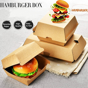 Factory Direct Sale Corrugated Hamburger Box Takeaway Box Snacks Chicken Block Box French Fries Hot Dog Food Kraft Paper Backing Box