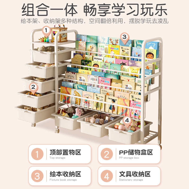 Estante de libros para niños juguetes 2 - en - 1 estante de almacenamiento de suelo estante de lectura de libros ilustrados estante de estante multicapa para bebés caseros estante de libros