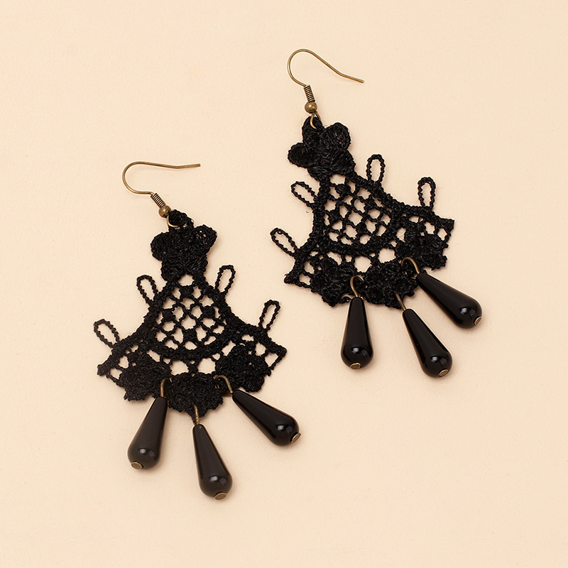 Wedding, Travel Occasion Retro Style Gothic Lace Cloth Earrings Fashion Tassel Earrings