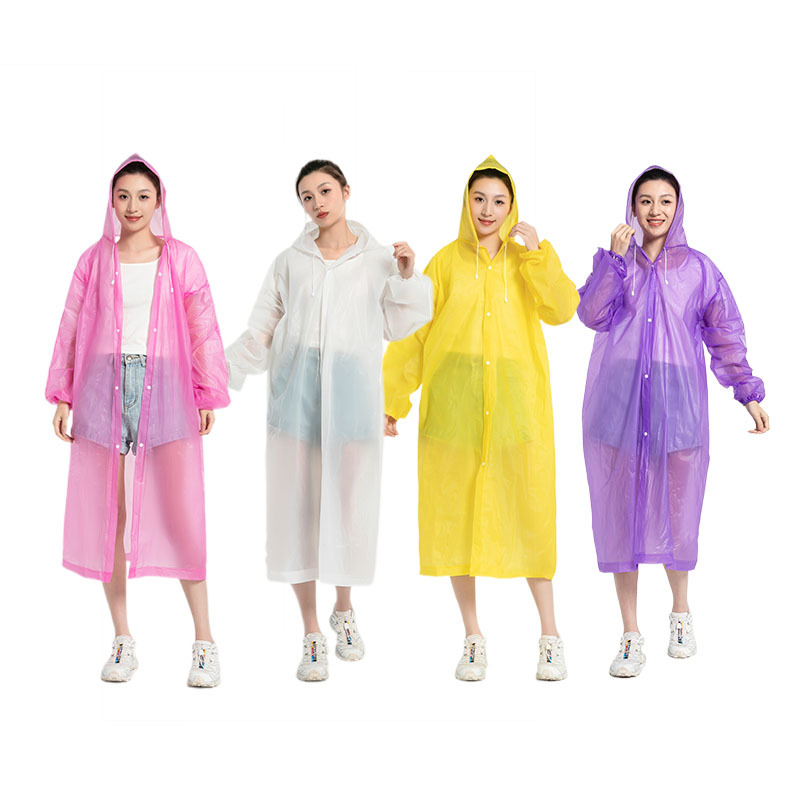 Capa de lluvia no desechable portátil para adultos gruesa eva al aire libre tormenta larga chaqueta de lluvia integral