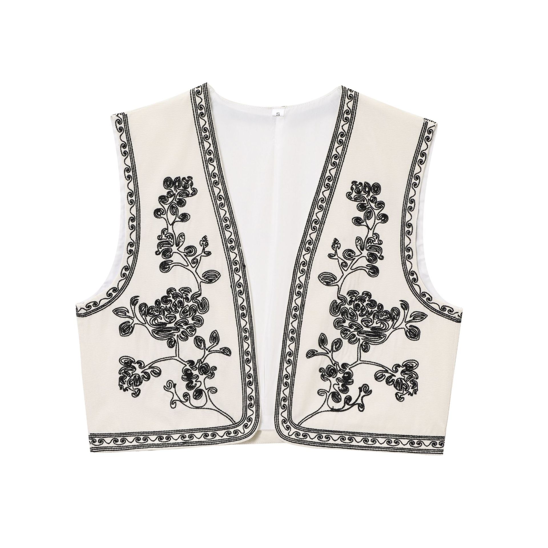 Cross-Border Wholesale 2025 Summer New European and American Style Women's Fashion Casual Versatile Sleeveless Outer Embroidered Vest Vest