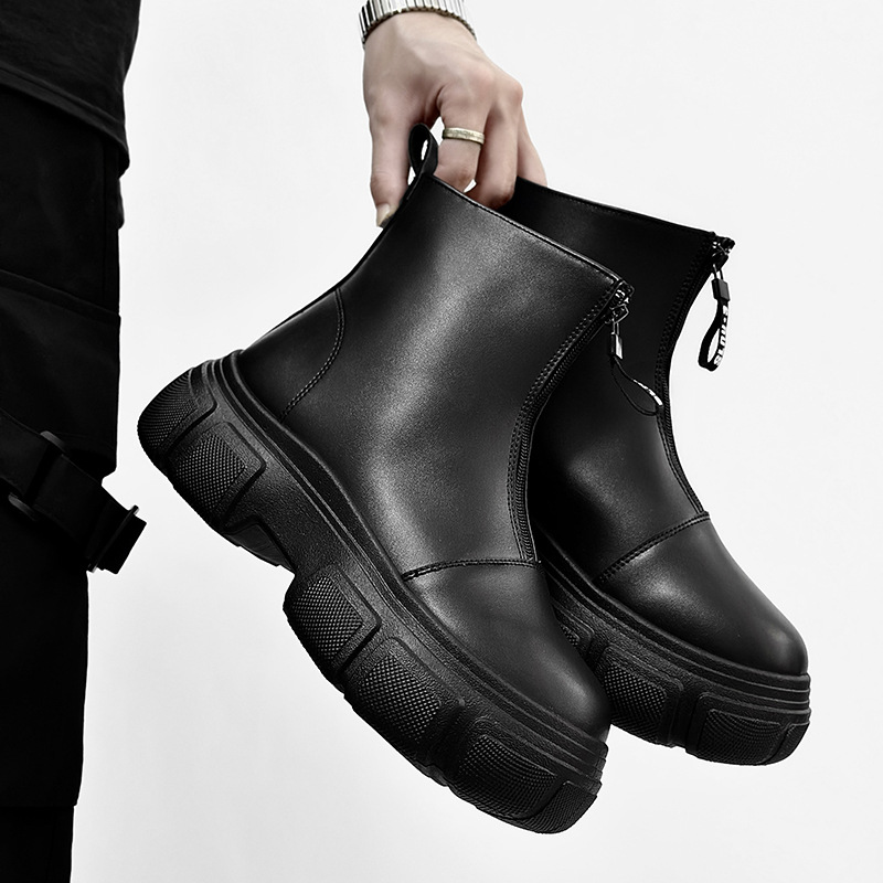 Men's Shoes high top leather boots trend large size rain boots _voghion.com