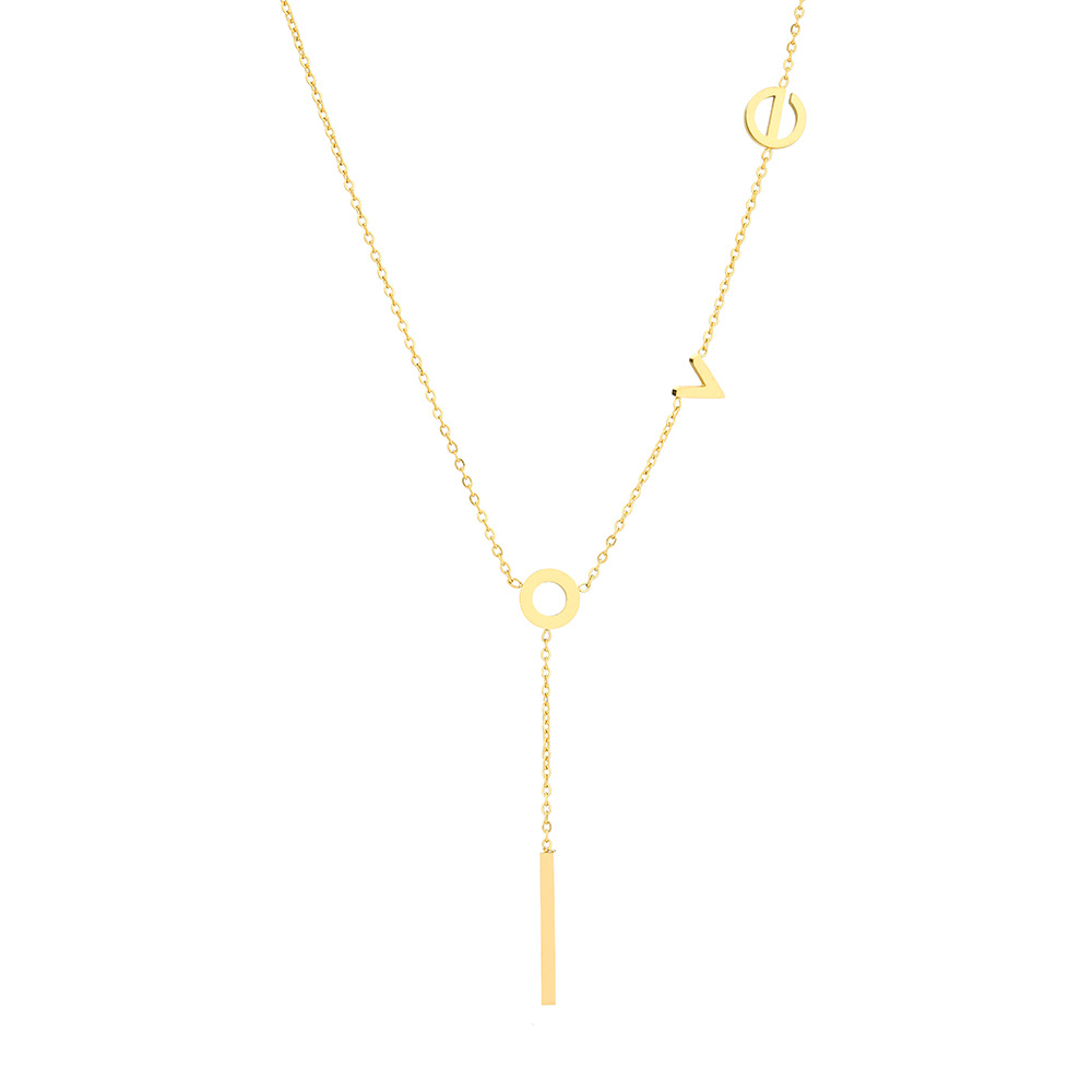 6g Weight 0.03µm Gold Plating Thickness Electroplating Gold Plating Process 18K Gold Plated Plating Material 201 Stainless Steel Pendant Material Necklace Classification Water Plating 18K Gold Plated Letter 302 Stainless Steel Titanium Steel Simple Style 201 Stainless Steel Pendant Necklace