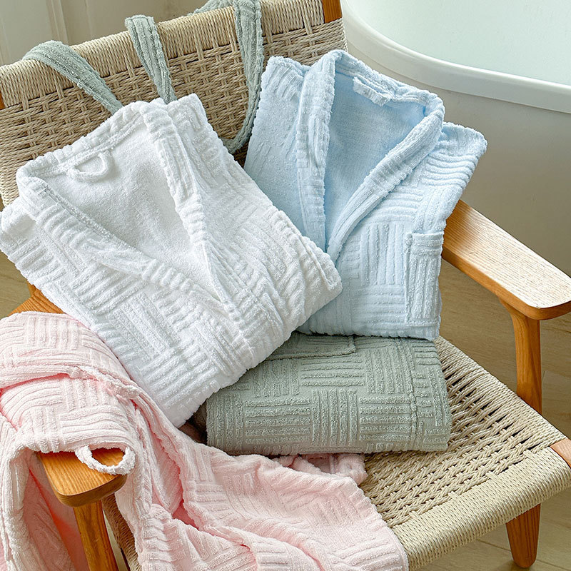 Hotel cotton waffle bathrobe adult bathrobe absorbent quick-drying household Women's bathrobe [factory clearance]]