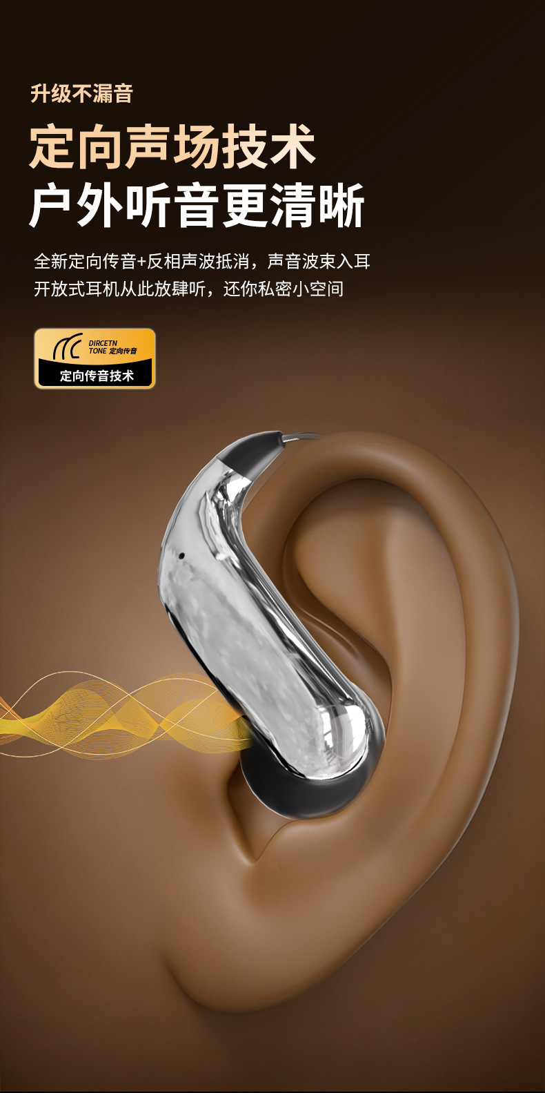 源头工厂记忆钢丝耳挂式蓝牙耳机长续航格纹手提公文包ai翻译耳机