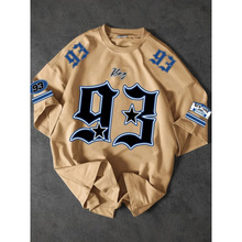 一件起批休闲简约数字93时尚基础恤来图制领短袖外贸爆款上衣男装