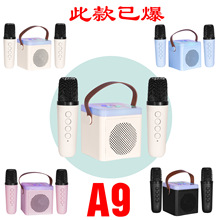 Y1现货A9炫彩k歌音响儿童单双麦蓝牙音箱k歌一体的音响家用ktv音