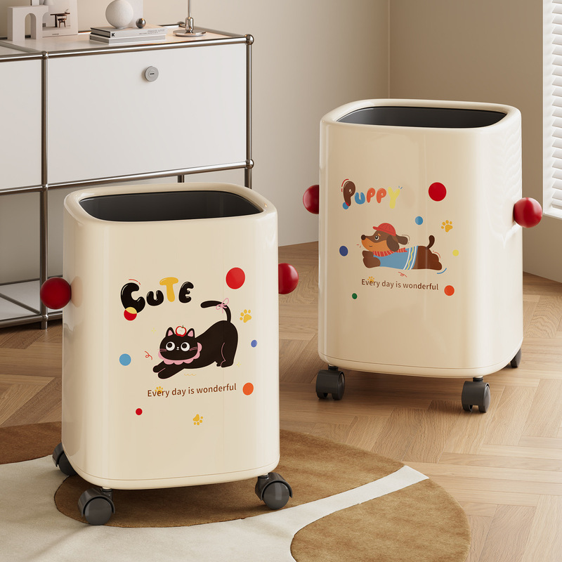 Large-Capacity Household Trash Can with Cartoon Design, Stylish and Cute, Suitable for Bedroom and Living Room, Enlarged Trash Bin Large-Capacity Household Trash Can with Cartoon Design, Stylish and Cute, Suitable for Bedroom and Living Room, Enlarged Trash Bin