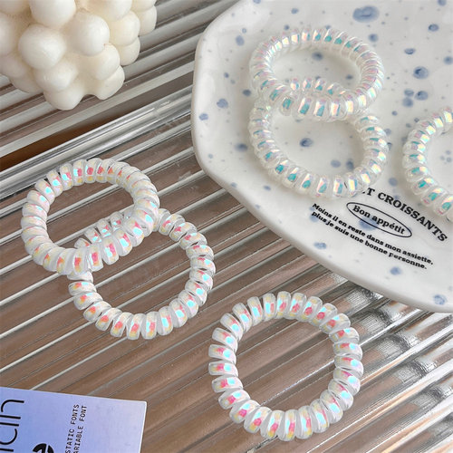 Korean ins cute mermaid color phone cord hair band girl heart dream rubber band transparent laser headband